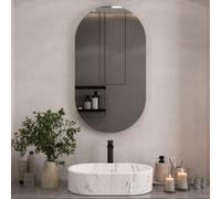 Planetmöbel Grand miroir mural ovale 50 x 90 cm - Pour salle de bain, couloir ou garde-robe - Sans cadre