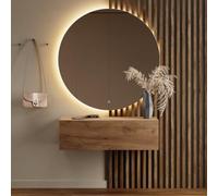 Planetmöbel Meuble d’Entrée avec Armoire Murale 100 cm, Chêne doré, Vestiaire Compact avec Rangement à Abattant, Suspendue ou à Poser, 37,8 x 100 x 32,5 cm