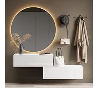 Planetmöbel Meuble d’Entrée avec Armoire Murale 2X 100 cm, Blanc, Vestiaire Compact avec Rangement à Abattant, Suspendue ou à Poser, 37,8 x 100 x 32,5 cm
