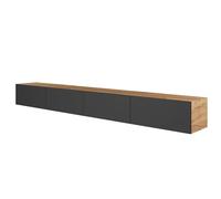 Planetmöbel - Meuble TV - 280 cm - Chêne doré/Anthracite - Meuble TV avec 4 rabats comme espace de rangement, Meuble bas suspendu ou debout, buffet salon