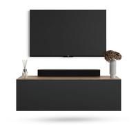 Planetmöbel Meuble TV West, Table TV 100 cm de Long, Meuble Tele Suspendu ou posé au Sol, Table Television pour Salon, Meuble TV 37,8 x 100 x 30 cm, chêne doré Anthracite