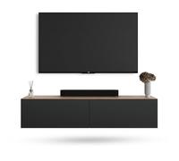 Planetmöbel Meuble TV West, Table TV 140 cm de Long, Meuble Tele Suspendu ou posé au Sol, Table Television pour Salon, Meuble TV 37,8 x 140 x 30 cm, chêne doré Anthracite