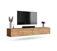 Planetmöbel Meuble TV West, Table TV 200 cm de Long, Meuble Tele Suspendu ou posé au Sol, Table Television pour Salon, 2X Meuble TV 37,8 x 100 x 30 cm, chêne doré