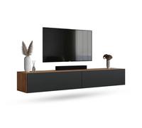Planetmöbel Meuble TV West, Table TV 200 cm de Long, Meuble Tele Suspendu ou posé au Sol, Table Television pour Salon, 2X Meuble TV 37,8 x 100 x 30 cm, chêne doré Anthracite
