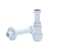 Planetmöbel Siphon pour lavabo et plan de toilette, garniture d'écoulement en plastique blanc, siphon tubulaire 1 1/4 pouce