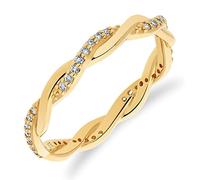 Planetys Bague Alliance torsadée pour Femme en Or Jaune 375/1000 sertie 40 Diamants blancs