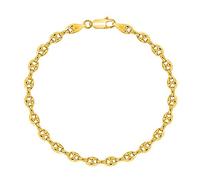 PLANETYS - Bracelet Argent 925/1000 Plaqué Or Jaune 18 Carats Maille Grain de Café Largeur: 3.2 mm