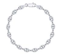 Planetys - Bracelet Argent 925/1000 Rhodié Maille Grain de Café Creuse 6.2 mm