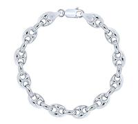 PLANETYS - Bracelet Argent 925/1000 Rhodié Maille Grain de Café Creuse Largeur: 7.5 mm