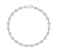 PLANETYS - Bracelet Argent 925/1000 Rhodié Maille Grain de Café Largeur: 4.3 mm