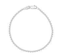 PLANETYS - Chaîne de Cheville Argent 925/1000 Rhodié Maille Jaseron 2 mm