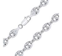 PLANETYS - Chaîne Maille Grain de Café Creuse 7.5 mm Argent 925/1000 Rhodié 50 cm