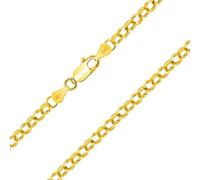 Planetys - Chaîne Maille Jaseron Allégée Argent 925/1000 Plaqué Or Jaune 18 Carats Largeur 4 mm Longueur: 55 cm