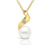 Planetys - Collier en Or Jaune 9 carats (375/1000) Perle de Culture et Diamant - Longueur 42-45 cm