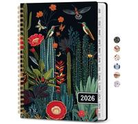 Planificateur 2026 hebdomadaire et mensuel pour femme, janvier 2026 à décembre 2026, joli calendrier 2026 avec onglets mensuels, poche intérieure, reliure à spirale, parfait pour le bureau, la maison