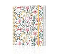 Planificateur 2026 - Planificateur annuel de janvier 2026 à décembre 2026, planificateurs hebdomadaires et mensuels à spirale avec onglets de 12 mois, poche intérieure, 21,6 x 27,9 cm, fleur de