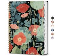 Planificateur 2026, planificateur hebdomadaire et mensuel pour femme, janvier 2026 à décembre 2026, joli calendrier 2026 avec onglets mensuels, poche intérieure, reliure à spirale, parfait pour le