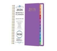 Planificateur 2026 | Planificateur mensuel 2026 | Carnet de calendrier à de 12 mois | Journal de planification hebdomadaire et mensuel | Organisateur d'objectifs de liste de tâches pour les re