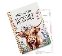 Planificateur 3 ans - Carnet mensuel, à, cinquante feuilles, design vache, structure lisible, idéal pour surveiller les objectifs, notes quotidiennes, gestion des périodes | Bureau