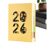 Planificateur annuel 2026 - Carnet A5 en cuir PU 365 jours, organiseur de calendrier , journal professionnel de gestion du temps | plate en papier épais pour planifier l'agen