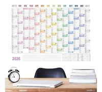 Planificateur annuel 2026 - Grand calendrier mural - 73,6 x 50,8 cm - Grand calendrier mural - Style de visuel des habitudes - Mot ffichage par page pour étudiants, familles, salle de