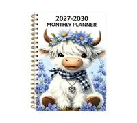 Planificateur annuel vache - Agenda 2027-2030 avec couverture souple | Planificateur motif vache - Couverture souple - Calendrier mensuel pour l'école, le bureau, le travail