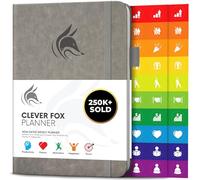 Planificateur Clever Fox - Agenda Personnel pour Booster Productivité, Motivation, Attention, Bonheur de Vie, Succès et Atteindre vos Objectifs - Journal du Quotidien et Hebdomadaire - Gris