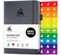 Planificateur Clever Fox - Agenda Personnel pour Booster Productivité, Motivation, Attention, Bonheur de Vie, Succès et Atteindre vos Objectifs - Journal du Quotidien et Hebdomadaire - Argent Noir