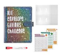 Planificateur de budget avec enveloppes pour espèces, classeur de défis de 100 enveloppes | Livre et classeur - Planificateur de budget portable et résistant aux déchirures pour la famille, les amis