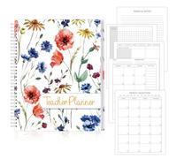 Planificateur de cours non daté pour enseignant, 21,6 x 27,9 cm, hebdomadaire et mensuel, planificateur de leçons à couverture rigide avec 4 périodes de mise en page pour enseignant, plan de cours