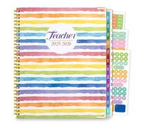 Planificateur de cours pour enseignants 2025-2026, août 2025 à juillet 2026, année académique 21,6 x 27,9 cm, livre de planification de cours pour enseignants avec onglets colorés, calendrier à