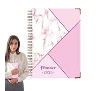 Planificateur de dossiers, planificateur d'horaire de travail hebdomadaire | Agenda de rendez-vous 2025 avec couverture élastique, livre quotidien mensuel de janvier à décembre avec double fil