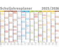 Planificateur de l'année scolaire 2025/2026 - Planificateur mural Calendrier Impression d'affiches - Dimensions 91,5x61 cm roulé