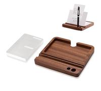 Planificateur de liste de tâches quotidiennes, cartes de liste de tâches quotidiennes et support en noyer noir, 50 cartes de liste de contrôle, bloc-notes parfait pour le bureau ou l'école