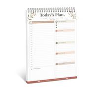 Planificateur de listes de choses à faire - Bloc-notes non daté (marron) | 104 pages, 52 feuilles imprimées duplex, couverture imperméable, double spirale, bureau et école organisées