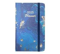 Planificateur de poche 2025, janvier 2025 à décembre 2025, planificateur scolaire hebdomadaire et mensuel, 9,2 x 15,7 cm, avec bande élastique flexible, couverture rigide épaisse, améliore les