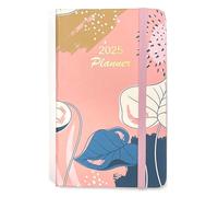 Planificateur de poche 2025, janvier 2025 à décembre 2025, planificateur scolaire hebdomadaire et mensuel, 9,2 x 15,7 cm, avec bande élastique flexible, couverture rigide épaisse, améliore les