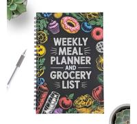 Planificateur de repas - 100 pages à anneaux organisateur pour la planification - Carnet de préparation des repas avec listes de courses | Pour cuisine, maison, bureau, école, gym, adultes, femmes