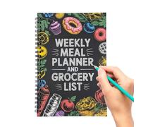 Planificateur de repas - 100 pages relié à un journal hebdomadaire des programmes | Agenda pour les préparations avec listes de courses | pour adultes, femmes, maman, cuisine, maison, bureau, école