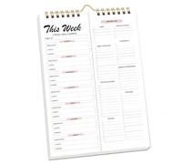 Planificateur de repas hebdomadaire - 52 feuilles - Carnet de liste d'épicerie avec liste de courses, journal alimentaire à suspendre pour planification quotidienne/hebdomadaire, reliure à spirales