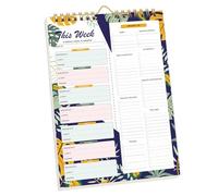 Planificateur de Repas Hebdomadaire, 52 Feuilles Planificateur D'Emploi Du Temps, Bloc-notes De Planification De Repas, pour Alimentation Saine Perte de Poids Famille Réfrigérateur Mur Courses 20x15