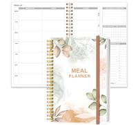 Planificateur de repas hebdomadaire - Journal de préparation des repas hebdomadaire et quotidien A5 avec listes de courses et d'épicerie pour planification des menus, 93 feuilles/186 pages pour une