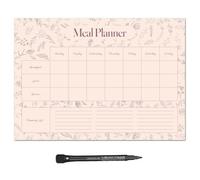 Planificateur de repas hebdomadaire magnétique A4 et liste de courses pour réfrigérateur, tableau blanc ou bureau avec motif fleurs sauvages effaçables à sec - organisez-vous et réduisez le stress