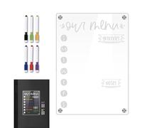 Planificateur De Repas Hebdomadaire Pour Frigo,Ardoise Effaçable À Sec En Acrylique Clair Avec Marqueurs,Planificateur Hebdomadaire Calendrier et Zone de Notes - Pour Cuisine Familiale Courses Tâches