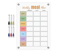 Planificateur de repas magnétique - Planificateur hebdomadaire réutilisable - Tableau blanc avec 6 stylos colorés - Blocs de liste de courses effaçables - Bloc-notes pour réfrigérateur