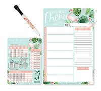 Planificateur de repas magnétique pour réfrigérateur - Tableau de menu hebdomadaire magnétique tropical pour la cuisine, tableau de conversion magnétique, planificateur de repas hebdomadaire effaçable à sec pour réfrigérateur, tableau de menu magnétique pour réfrigérateur