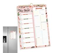 Planificateur De Repas Pour Réfrigérateur,52 Pages Planning Hebdomadaire | Liste De Courses Préparation De Repas | Pour Frigo Alimentation Saine Perte De Poids 20x15 Cm