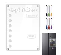 Planificateur De Repas Pour Réfrigérateur,Bloc-Notes En Acrylique Clair Effaçable À Sec Avec Marqueurs,Tableau Magnétique Effaçable À Sec Calendrier Pour Frigo - Pour Réfrigérateur Cuisine