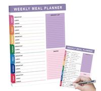 Planificateur de repas pratique | Planificateur de repas 60 feuilles avec liste de courses détaillée | Planificateur de repas quotidien, suivi de régime alimentaire sain, carnet de planification des
