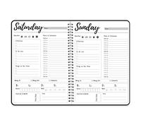 Planificateur de travail hebdomadaire avec horaires, liste de choses à faire, tâches, suivi des dépenses, planificateur quotidien sur 7 jours auto-soin pour l'organisation des repas, prise d'eau